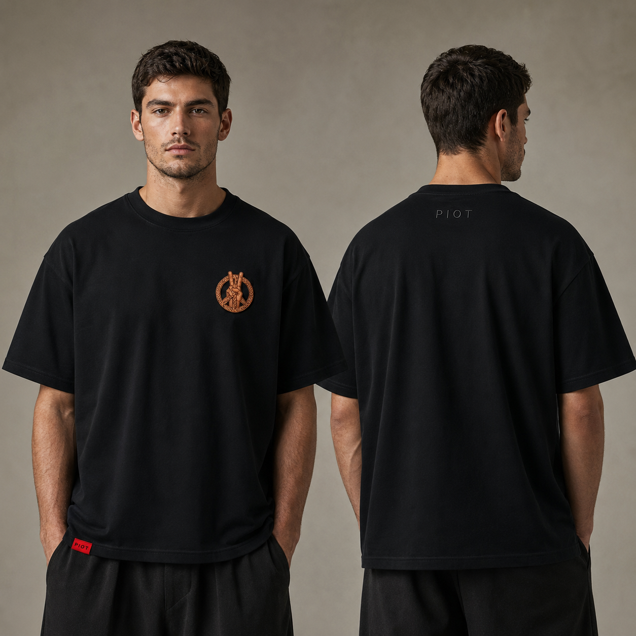 PIOT CLEAN BLACK worn front and back