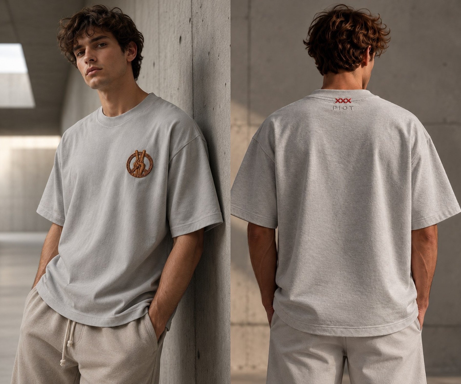 PIOT CLEAN MISTY GREY worn front and back