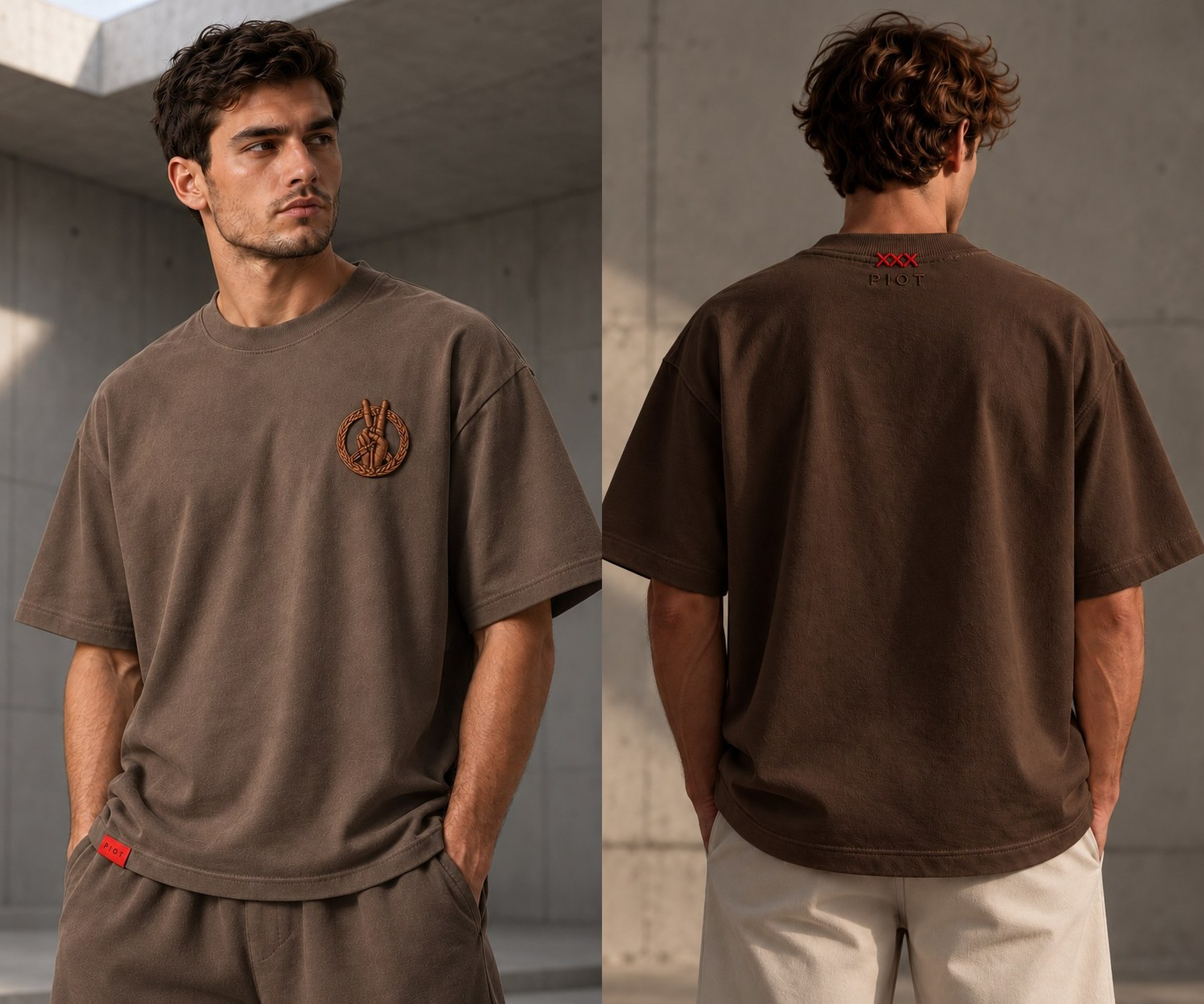 PIOT CLEAN MOCHA worn front and back
